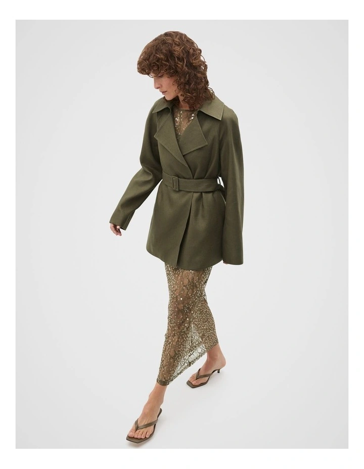 Sequin Lace Skirt in Olive Leaf image 3