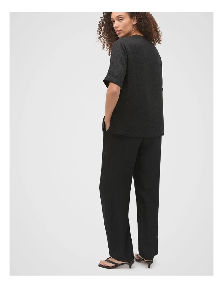 Textured Satin Tee in Black image 5