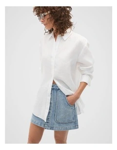 Linen Oversized Shirt in Whisper White