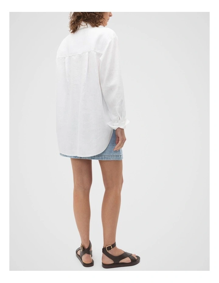 Linen Oversized Shirt in Whisper White image 2