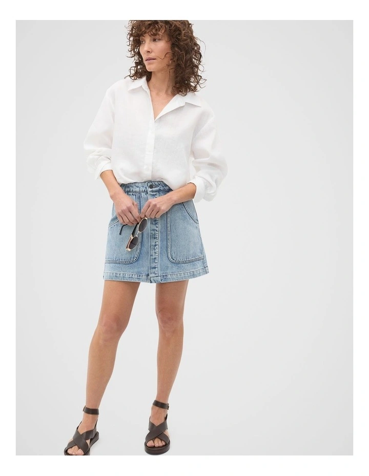Linen Oversized Shirt in Whisper White image 3