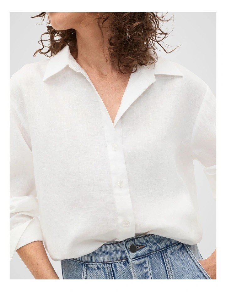 Linen Oversized Shirt in Whisper White image 4