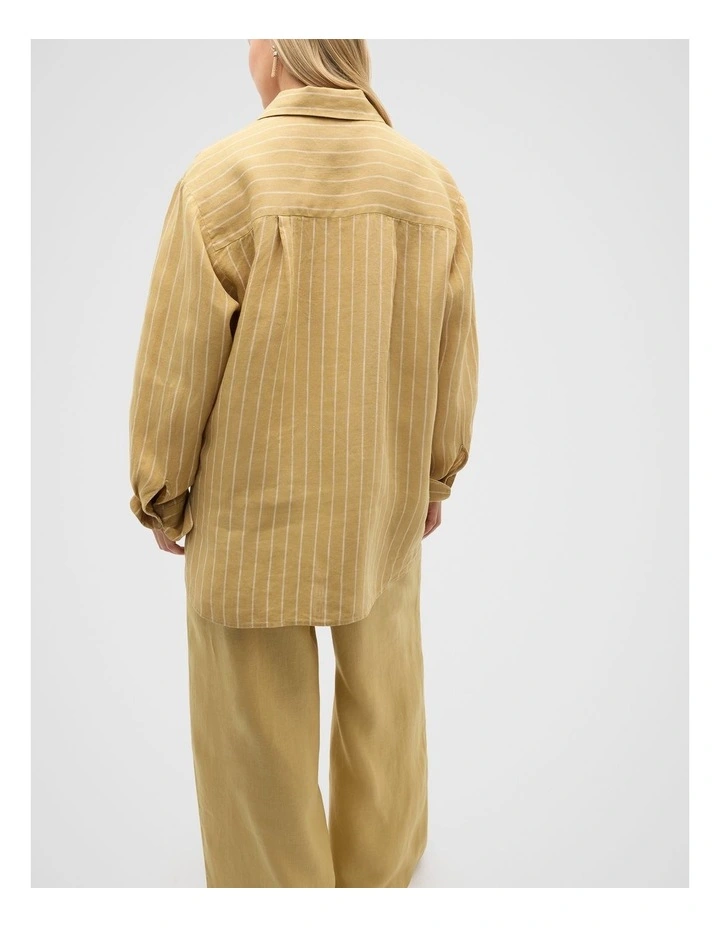 Linen Oversized Shirt in Honey Stripe image 2