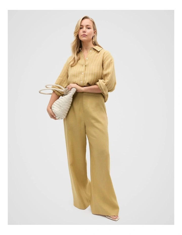Linen Oversized Shirt in Honey Stripe image 3
