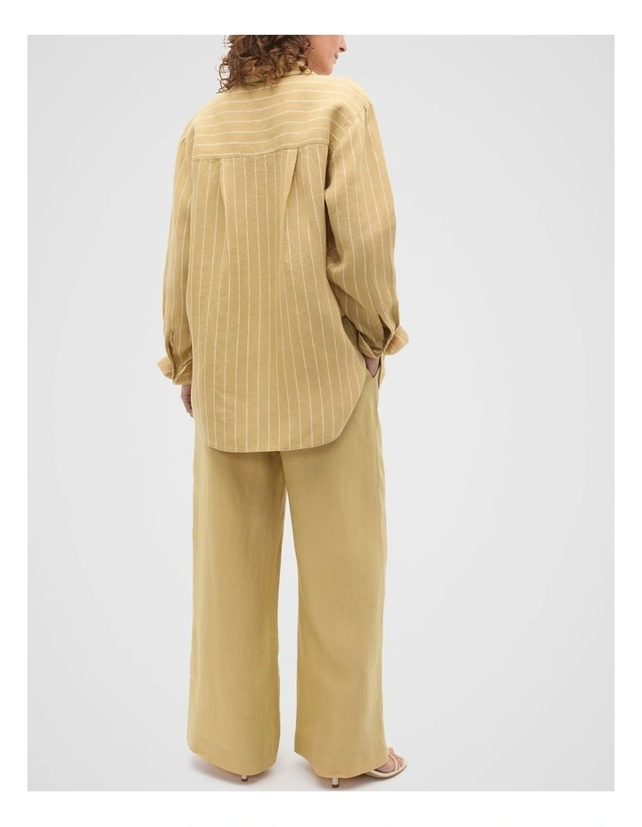 Linen Oversized Shirt in Honey Stripe image 5