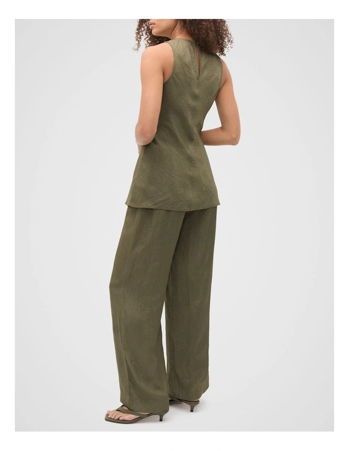 Textured Satin Bias Cut Tank in Green image 2