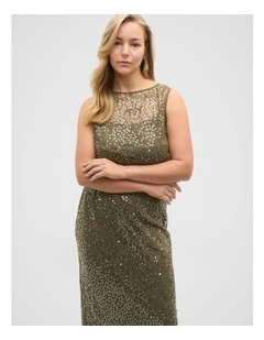 Sequin Lace Top in Olive Leaf