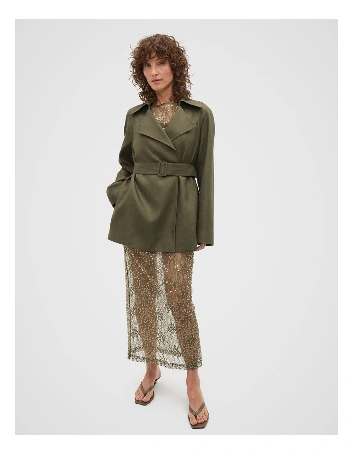 Sequin Lace Top in Olive Leaf image 6