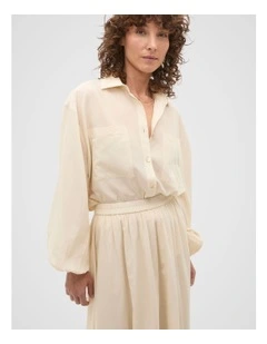Voile Oversized Blouson Shirt in Tofu