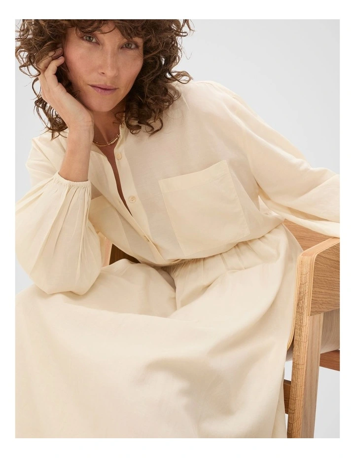 Voile Oversized Blouson Shirt in Tofu image 4