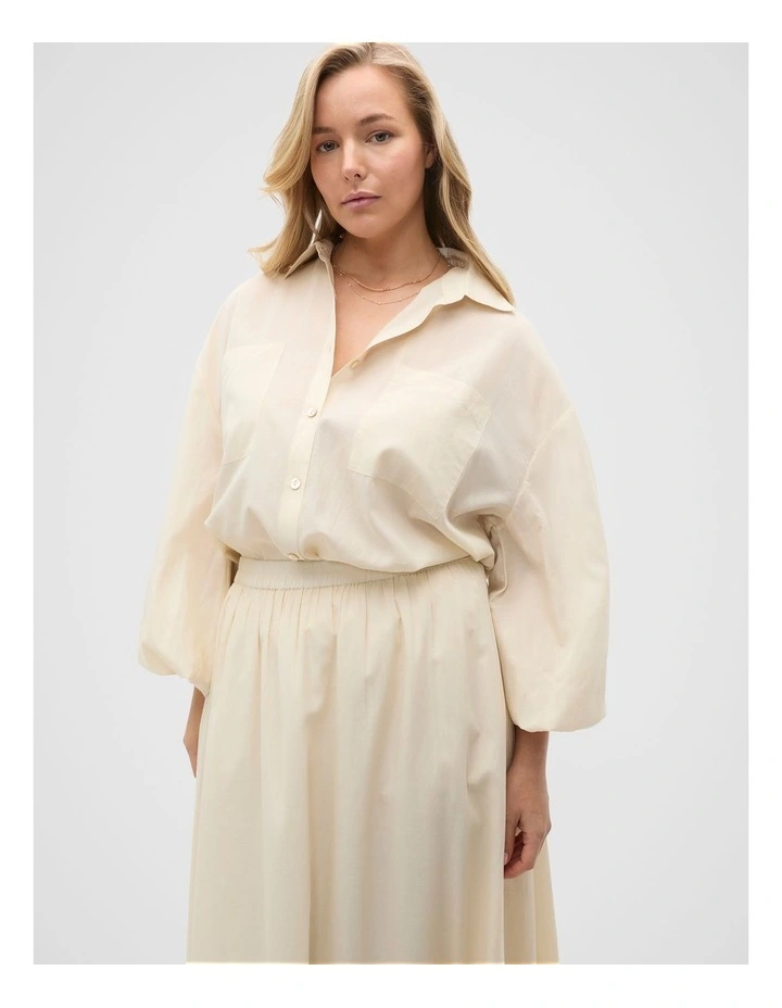 Voile Oversized Blouson Shirt in Tofu image 5