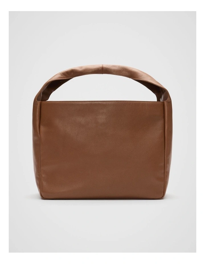Leather Curved Tote in Deep Tan image 1