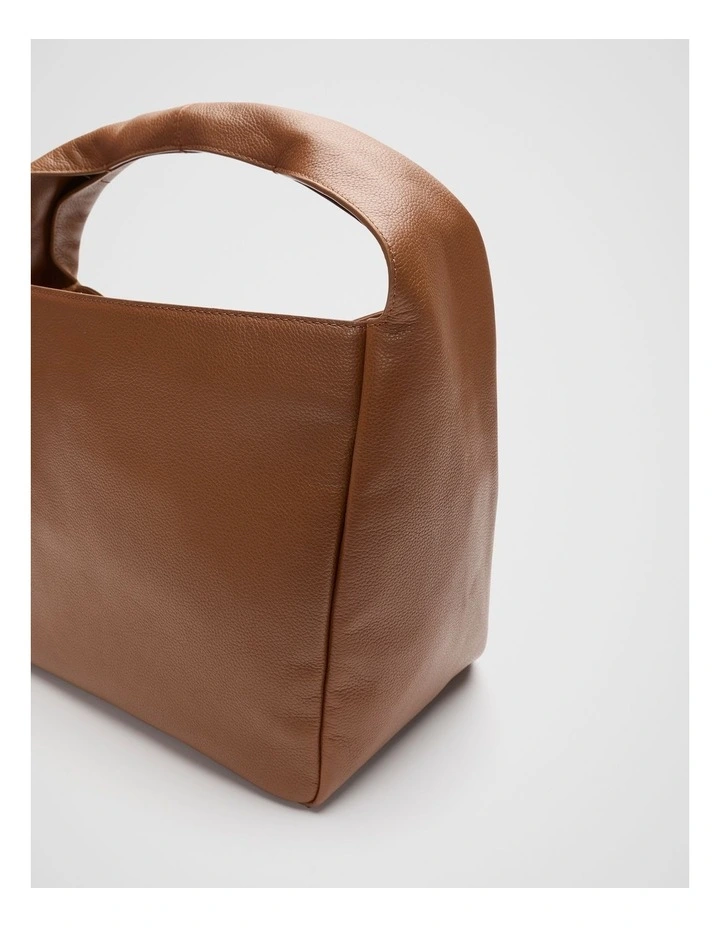 Leather Curved Tote in Deep Tan image 3