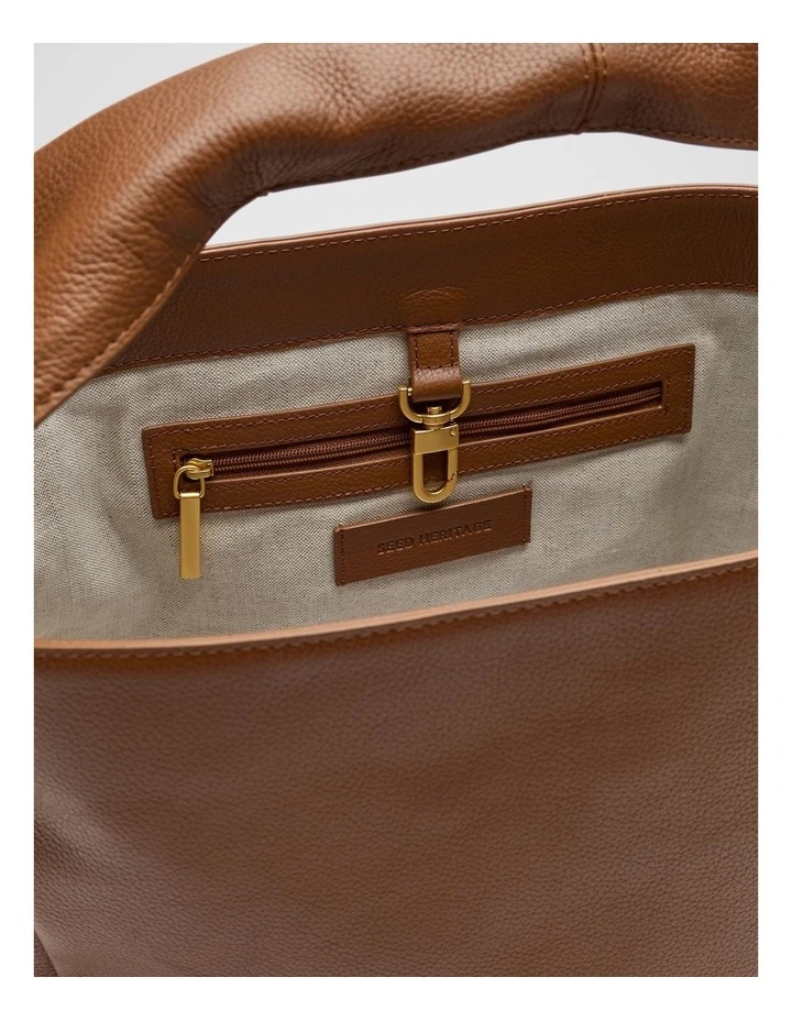 Leather Curved Tote in Deep Tan image 4