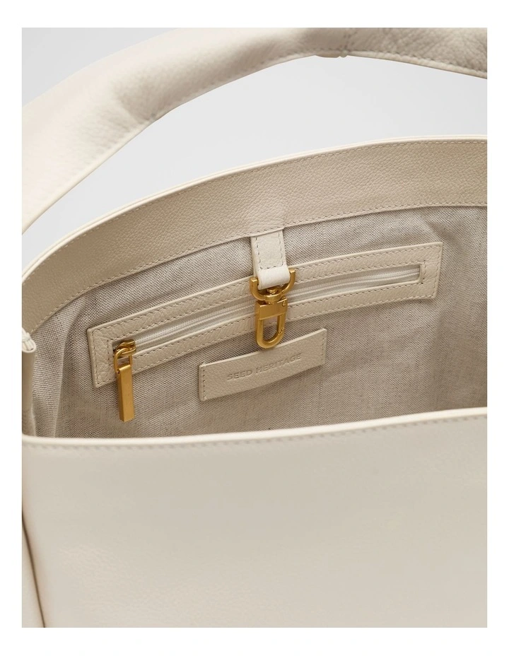 Leather Curved Tote in Tofu image 4