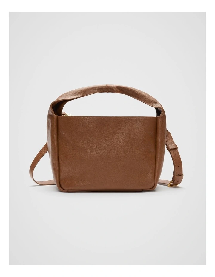 Leather Curved Mini Bag in Deep Tan image 1