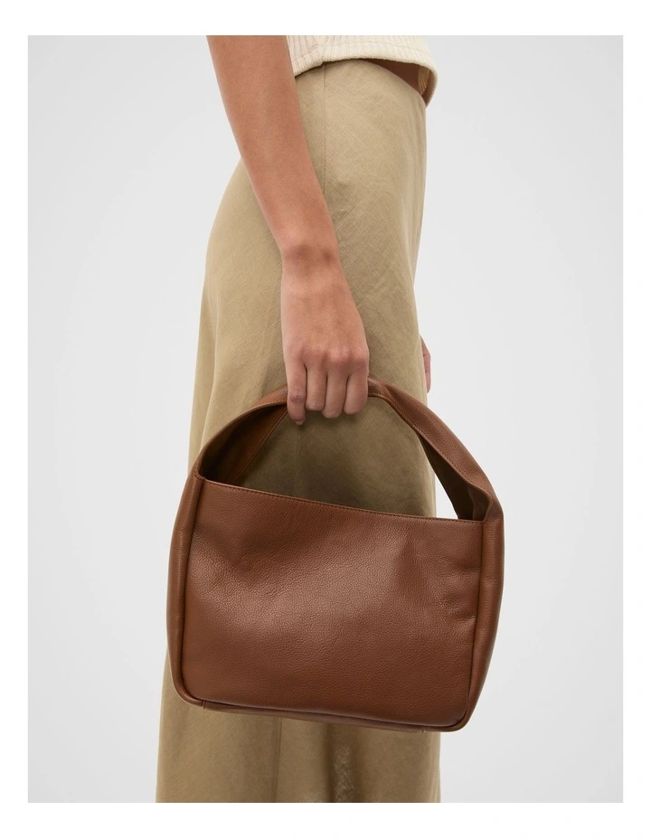 Leather Curved Mini Bag in Deep Tan image 2