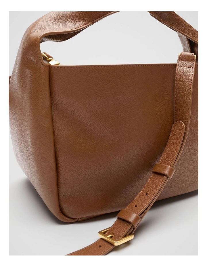 Leather Curved Mini Bag in Deep Tan image 3