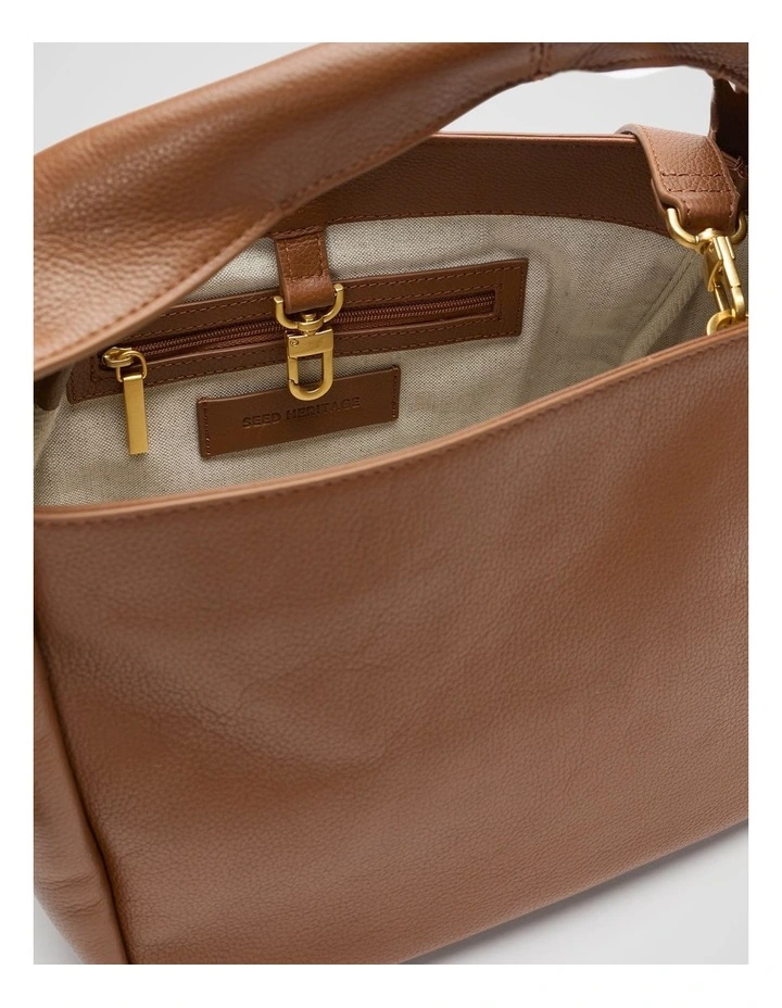 Leather Curved Mini Bag in Deep Tan image 4