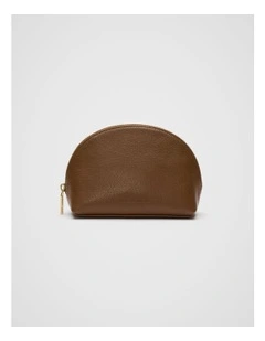 Leather Curved Pouch in Deep Tan