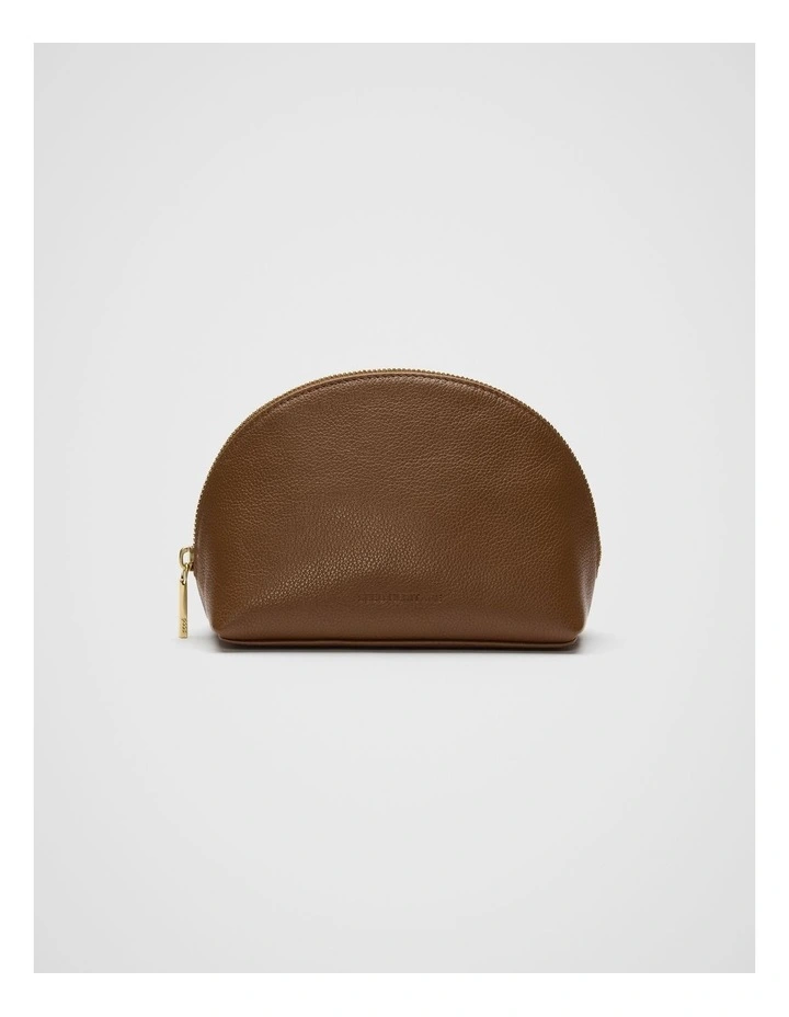 Leather Curved Pouch in Deep Tan image 1
