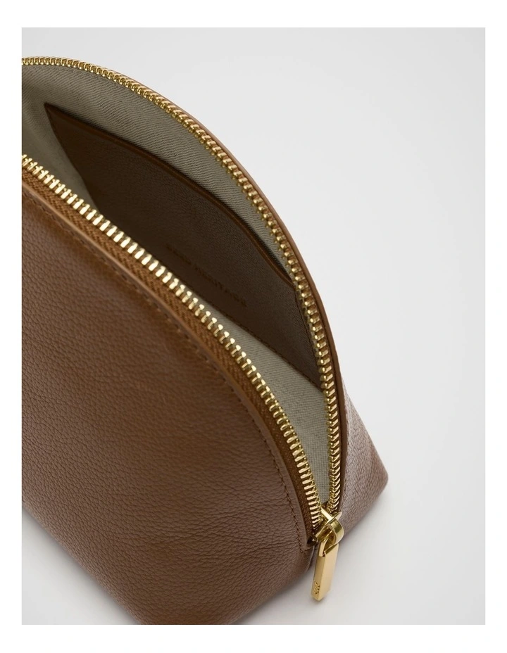 Leather Curved Pouch in Deep Tan image 2