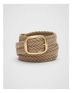 Nova Woven Leather Belt in Rye