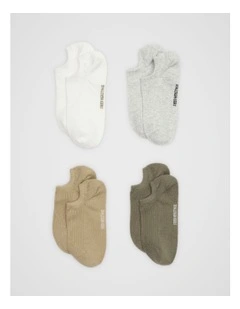 Sneaker Socks 4 Pack in Olive Leaf Multi