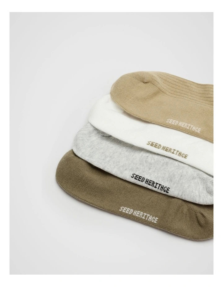 Sneaker Socks 4 Pack in Olive Leaf Multi image 2