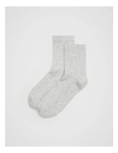 Core Quarter Crew Sock in Light Grey Marle