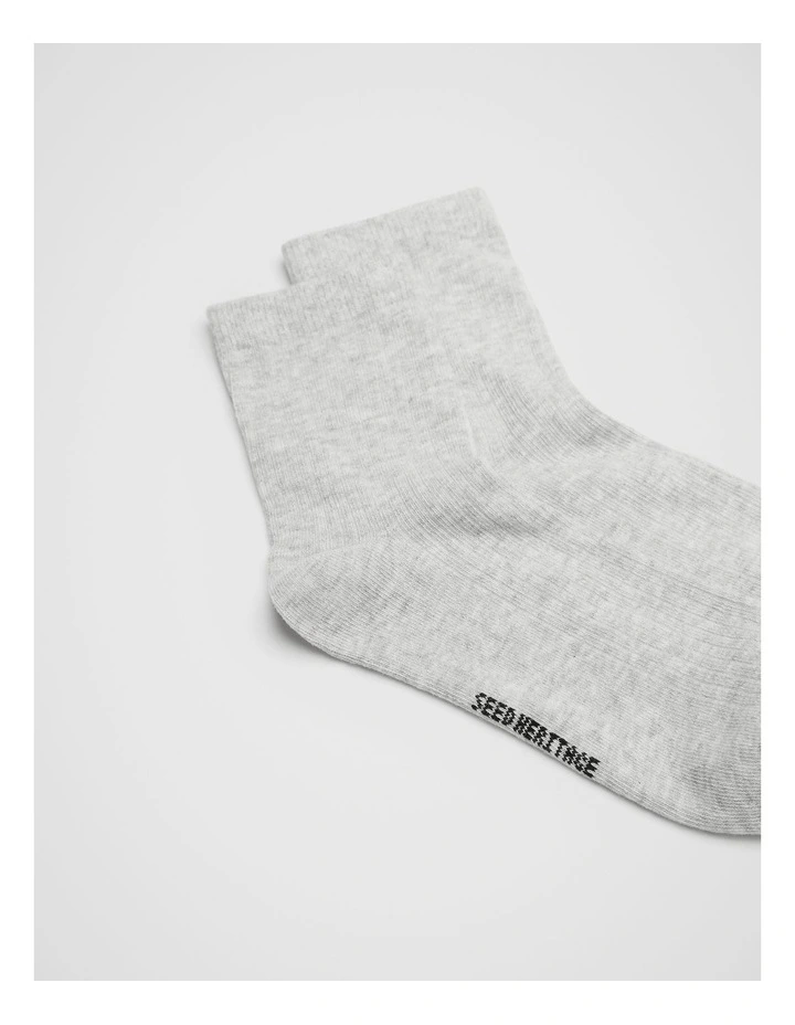 Core Quarter Crew Sock in Light Grey Marle image 2