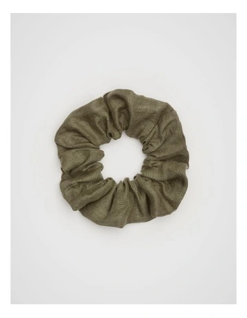 Linen Scrunchie in Olive Leaf