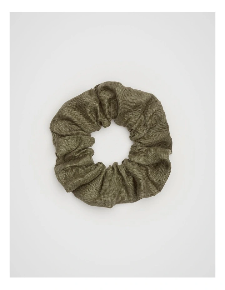 Linen Scrunchie in Olive Leaf image 1