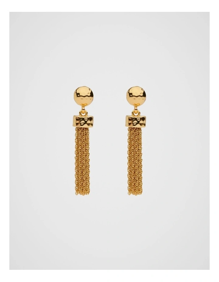 Textured Tassel Earring in Gold image 1