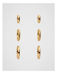 Textured Huggie Ear Pack in Gold