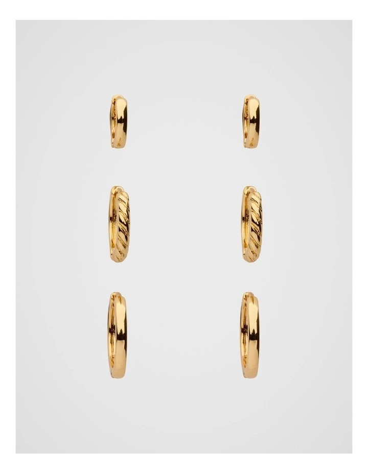 Textured Huggie Ear Pack in Gold image 1