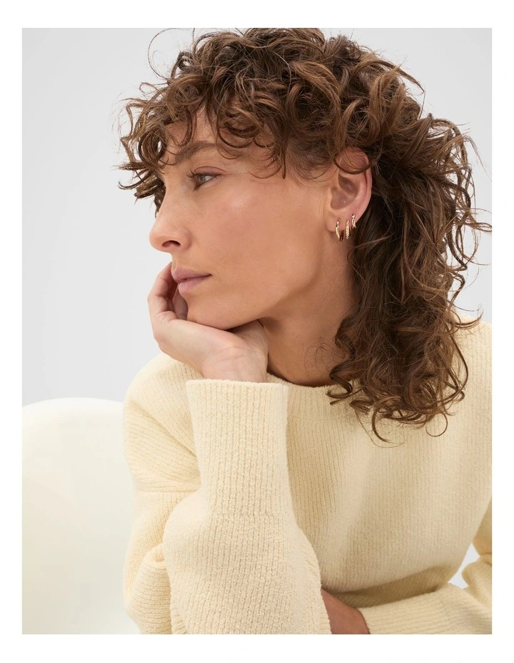 Textured Huggie Ear Pack in Gold image 2