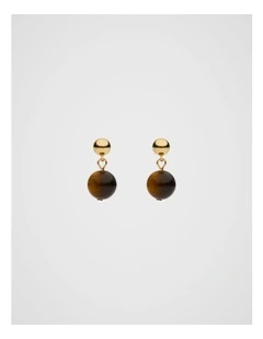 Stone Round Drop Earring in Gold