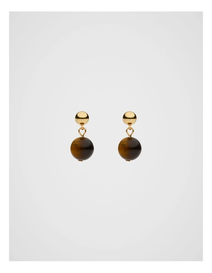 Stone Round Drop Earring in Gold image 1