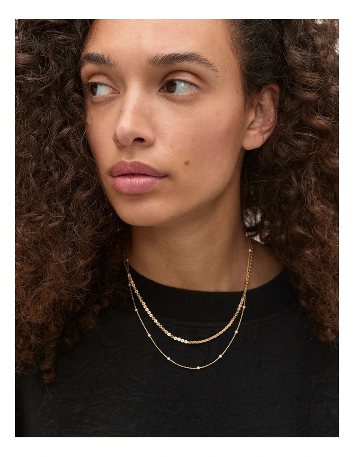 Pearl Station Double Necklace in Gold image 2