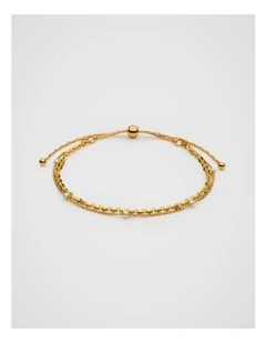Pearl Station Toggle Bracelet in Gold