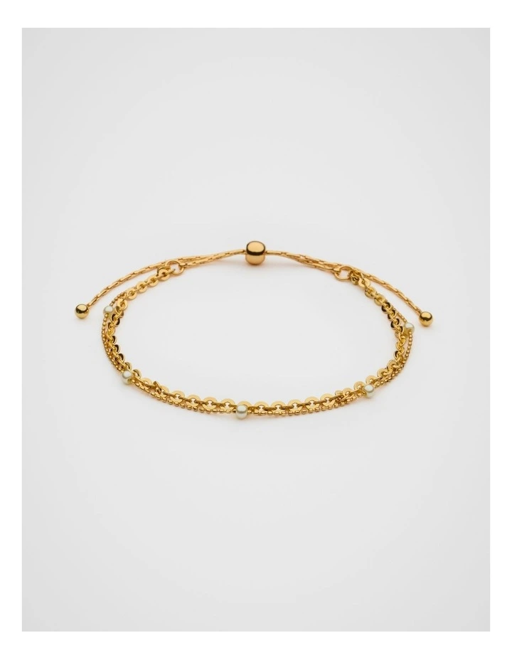 Pearl Station Toggle Bracelet in Gold image 1