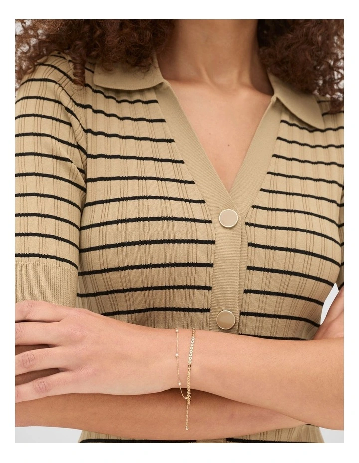 Pearl Station Toggle Bracelet in Gold image 2