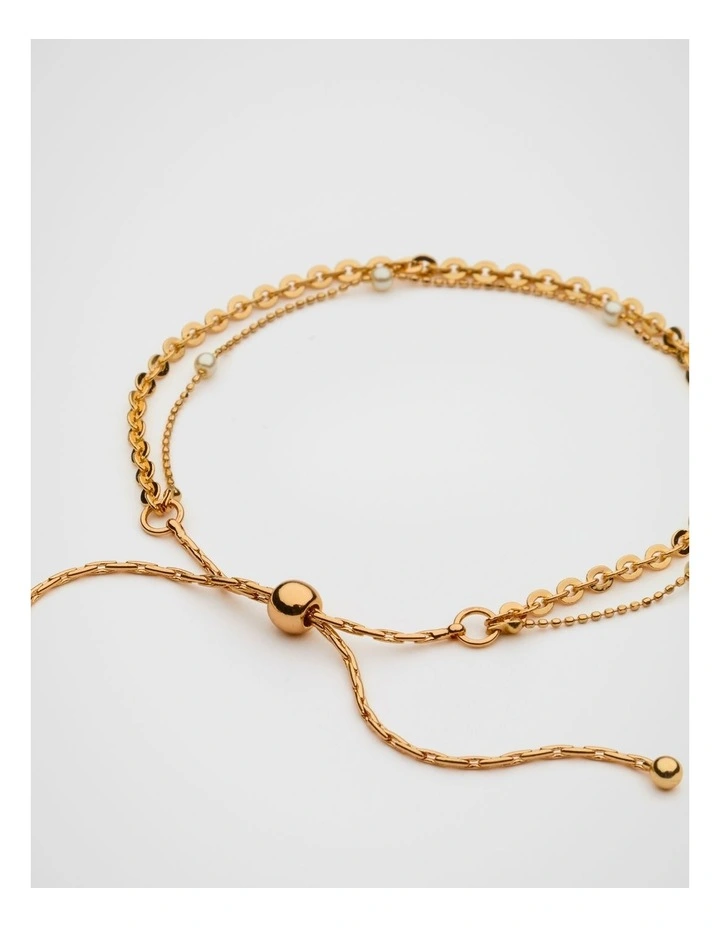 Pearl Station Toggle Bracelet in Gold image 3