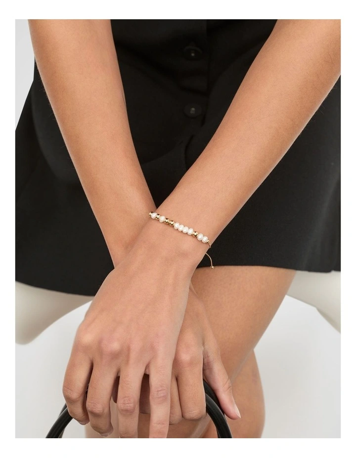 Pearl Mix Station Bracelet in Gold image 2