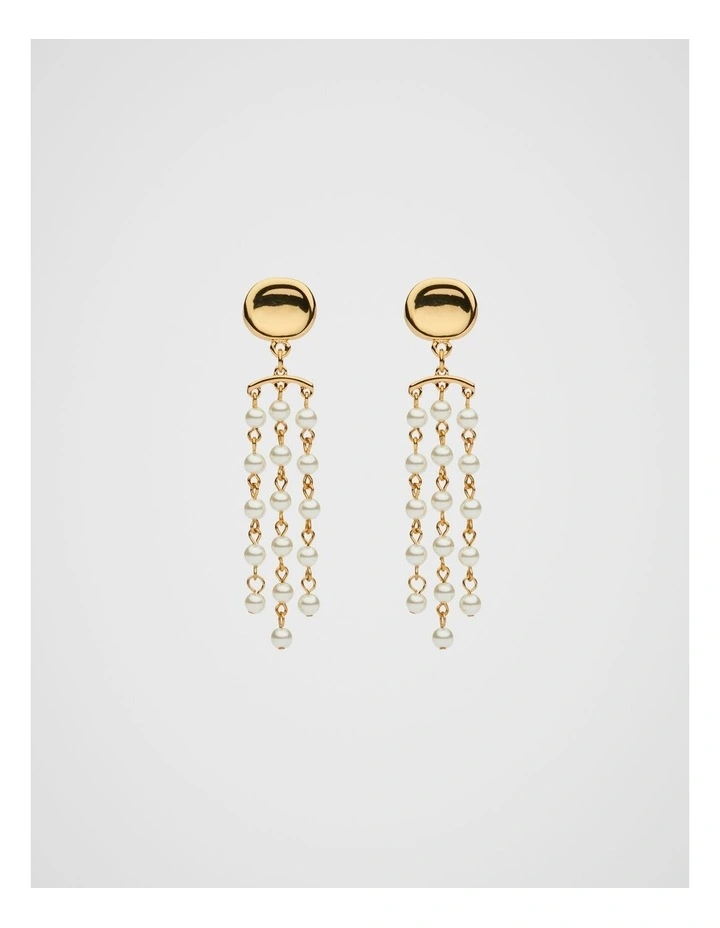 Pearl Station Long Earring in Gold image 1