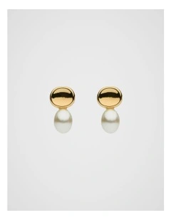 Pearl Drop Stud Earring in Gold