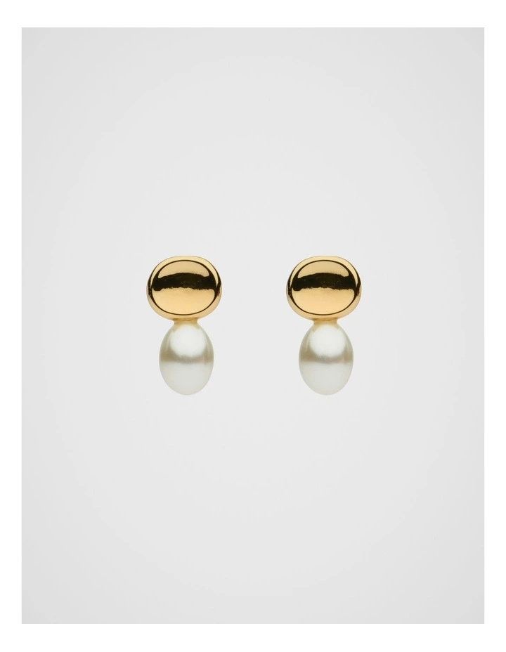 Pearl Drop Stud Earring in Gold image 1