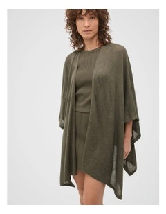 Fine Knit Poncho in Olive Leaf