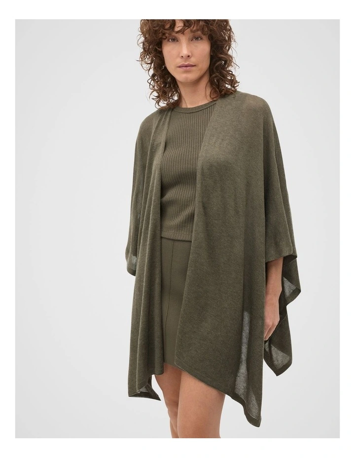 Fine Knit Poncho in Olive Leaf image 1